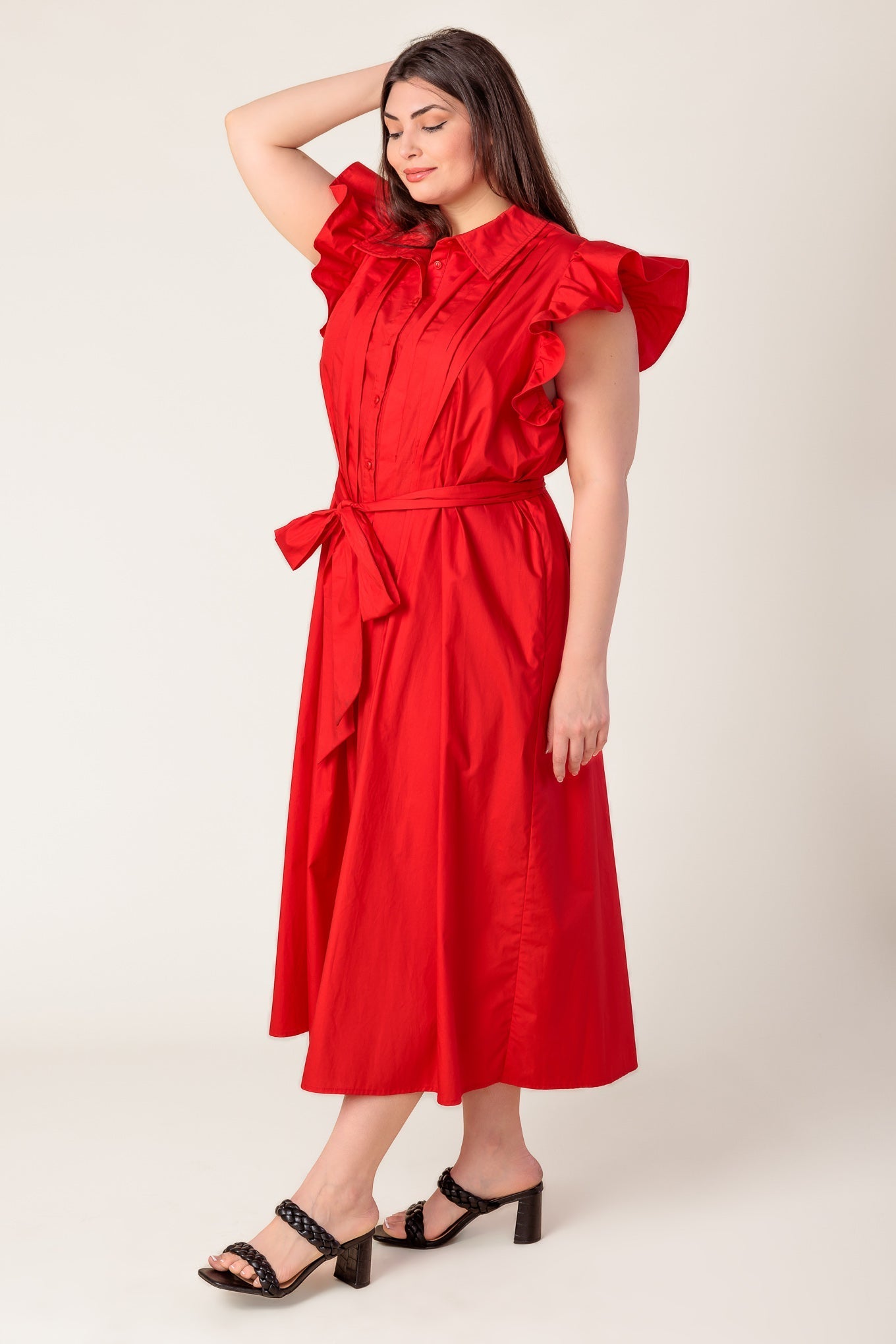 GLIMPSE IN TIME WOVEN MIDI DRESS Flying Tomato